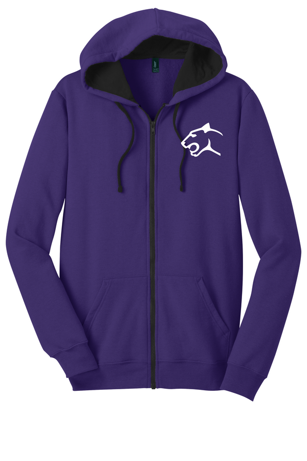 Panther Head(White)-District Fleece Full Zip Hoodie - 1