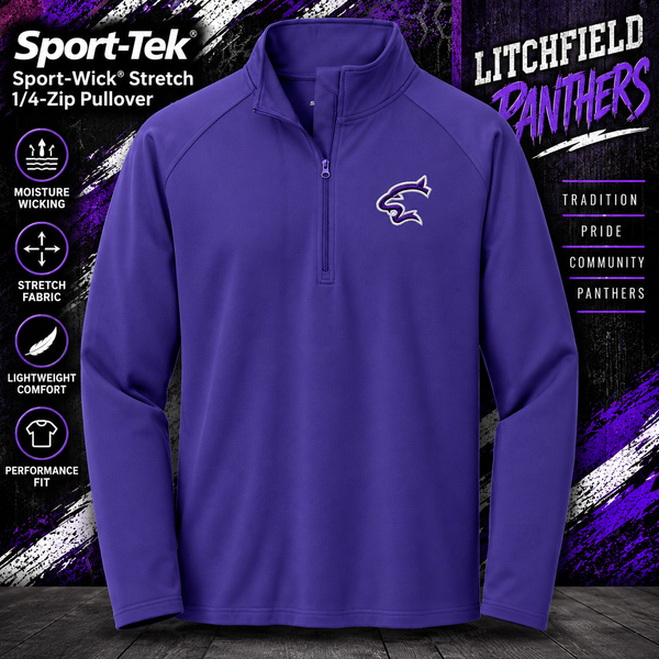 Embroidered Panther Sport-Tek® Sport-Wick® Stretch 1/4-Zip Pullover - 1