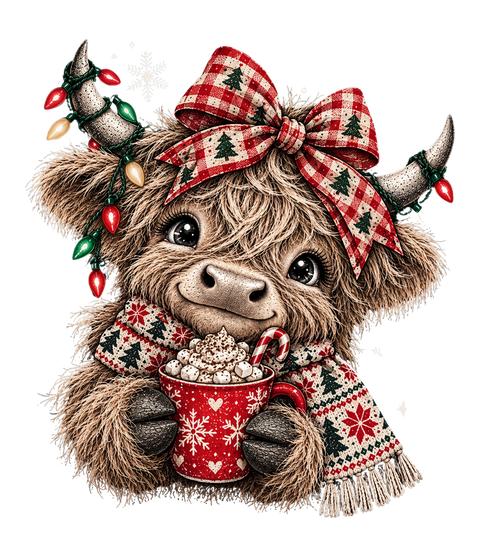 Christmas Highland Cow-Hot Cocoa - 0