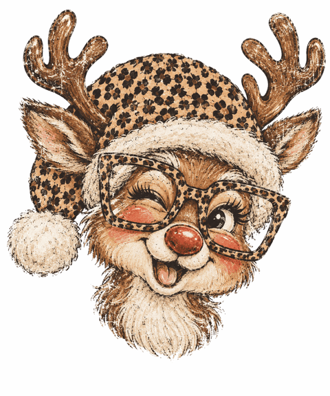 Christmas Reindeer – Leopard Glasses - 0