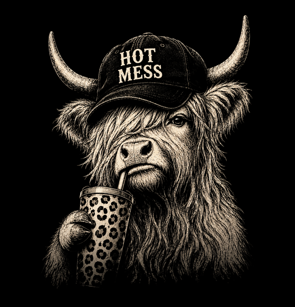 Hot Mess Cow- Comfort Color Crewneck - 1