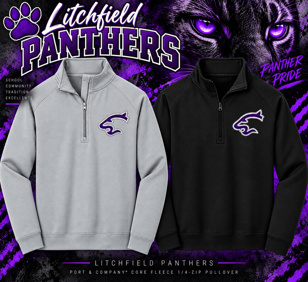 Embroidered Panther Port & Co®  1/4-Zip Pullover - 1