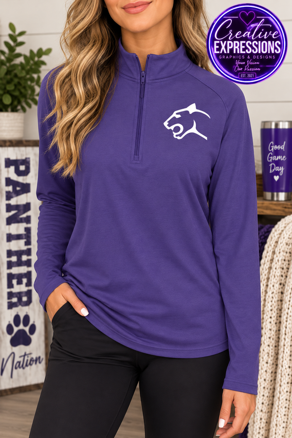 Panther Head- Sport-Tek-Sport Wick-1/4 Zip Pullover - 1