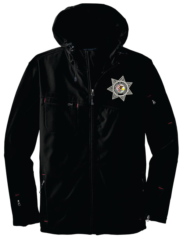 Shawnee- Port Authority Textured Hooded Soft Shell Jacket - 1