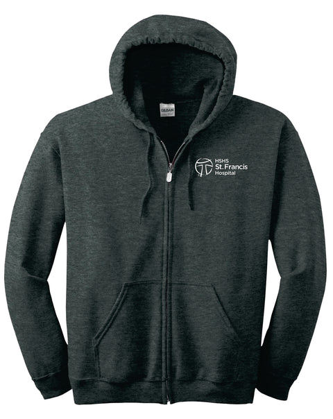 Buy dk-hthr-grey HSHS- Gildan Heavy Blend Full Zip Hooded Sweatshirt